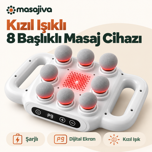 Kızıl Işıklı 8 Başlıklı Masaj Cihazı