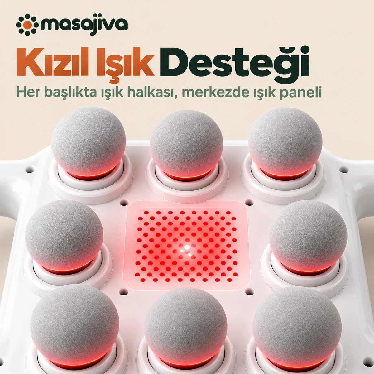 Kızıl Işıklı 8 Başlıklı Masaj Cihazı