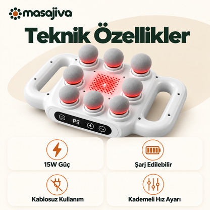 Kızıl Işıklı 8 Başlıklı Masaj Cihazı